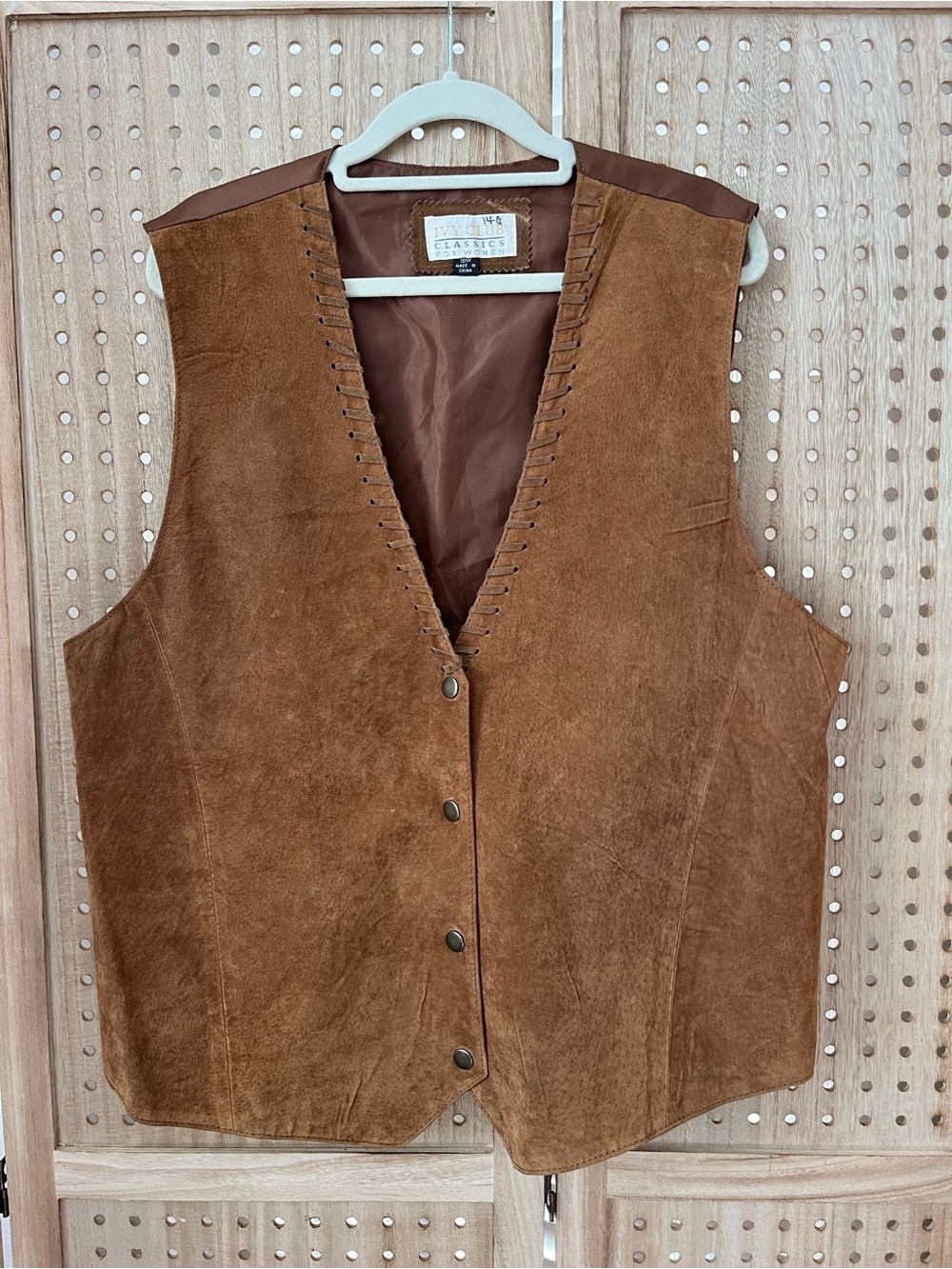 Women’s Classic Brown Genuine Leather Vest Plus Size 18W